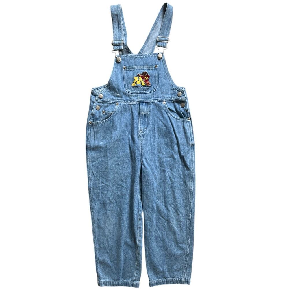 VTG 90s Y2K Collegiate License Product Denim Bib Overalls Carpenter Size 6 Boys